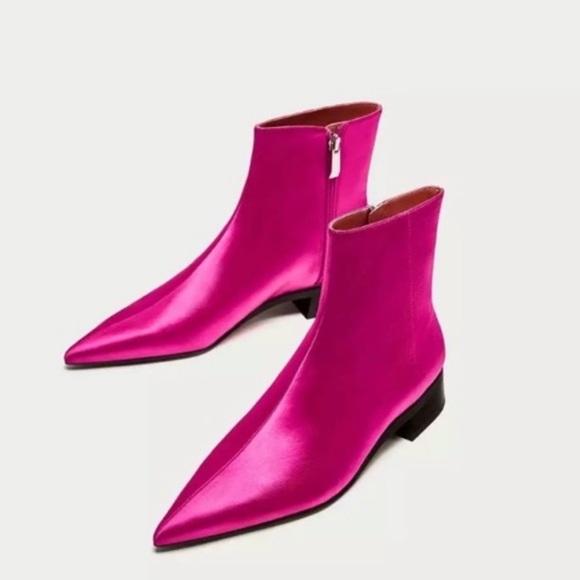 Zara Shoes - NWOT Zara Hot pink Satin Boots